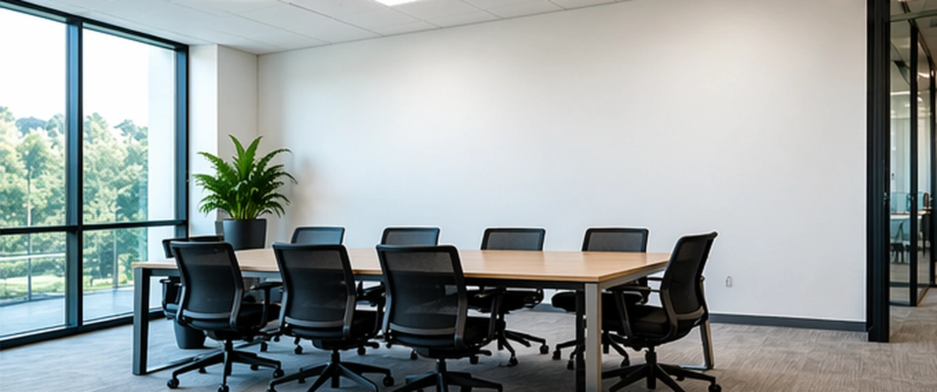 Office meeting room with a blank wall