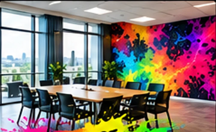 Vivid printed office feature wall